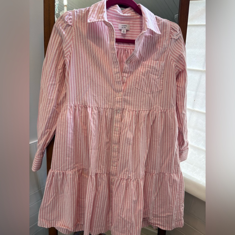 Crown and Ivy Pink Striped Button-Down Dress